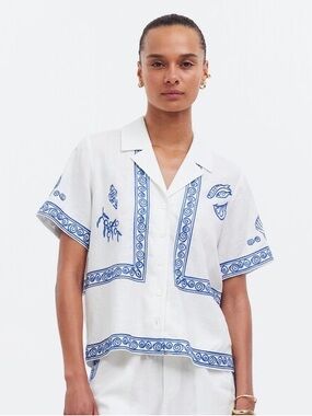 Madewell x Lisa Says Gah! Embroidered Button-Front Shirt